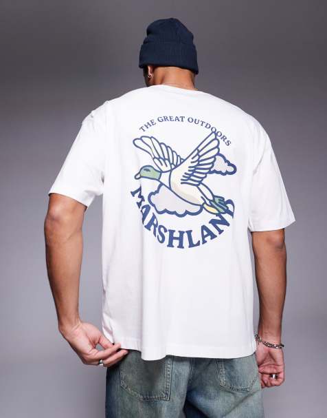 Camiseta blanca de corte cuadrado extragrande con estampado en el pecho y la espalda de ASOS DESIGN - view 1