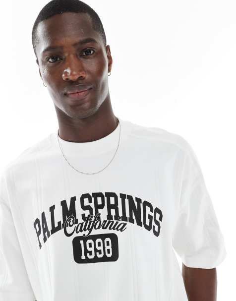 Camiseta blanca de corte cuadrado extragrande con estampado gráfico de ciudad de tejido grueso de canalé ancho de tejido grueso de ASOS DESIGN - view 1