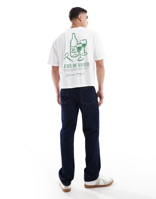 Camiseta blanca de corte cuadrado extragrande con estampado gráfico de dibujo de ASOS DESIGN, 4 de 4