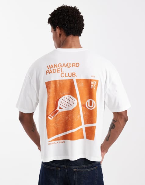 Camiseta blanca de corte cuadrado extragrande con estampado gráfico de pádel de ASOS DESIGN - view 1