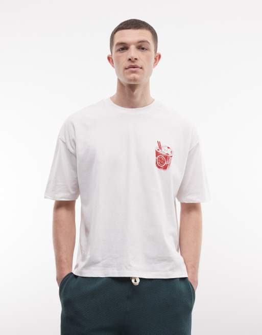 Camiseta blanca de corte cuadrado extragrande con estampado gráfico de ramen de ASOS DESIGN, 2 de 5