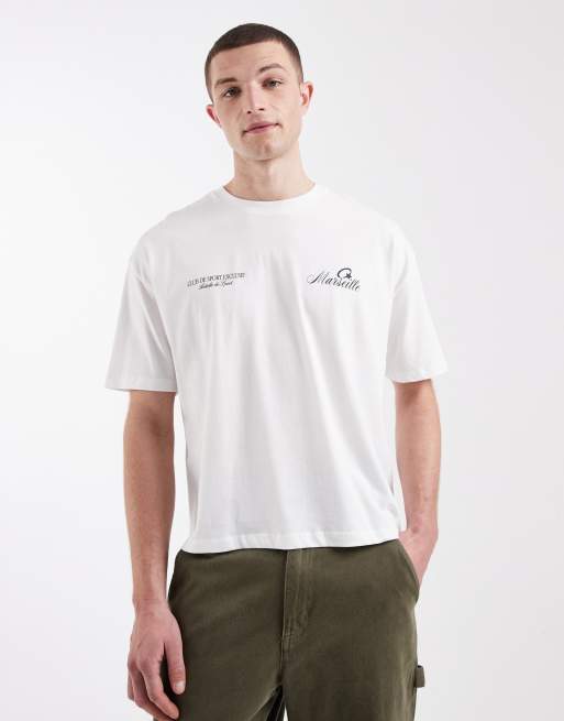 Camiseta blanca de corte cuadrado extragrande con estampado gráfico de texto de ASOS DESIGN, 3 de 5