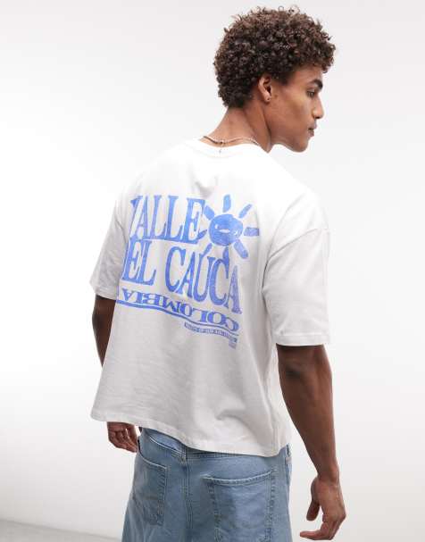 Camiseta blanca de corte cuadrado extragrande con estampado gráfico de texto de ASOS DESIGN - view 1