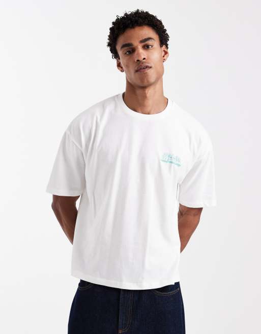 Camiseta blanca de corte cuadrado extragrande con estampado gráfico del monte Fuji de ASOS DESIGN, 3 de 5