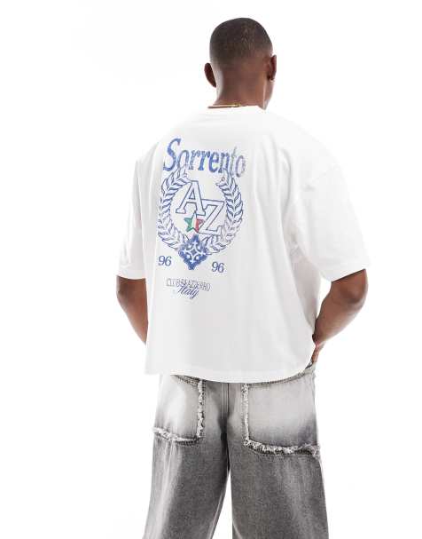 Camiseta blanca de corte cuadrado extragrande con estampado gráfico veraniego de ASOS DESIGN - view 1