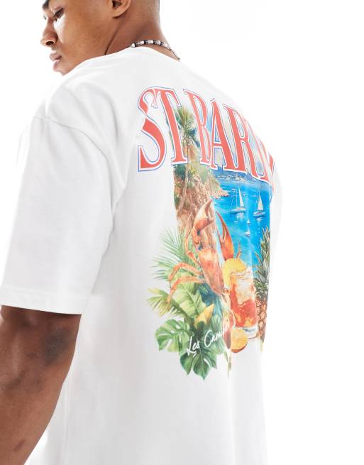 Camiseta blanca de corte cuadrado extragrande con estampado gráfico veraniego de ASOS DESIGN, 4 de 4