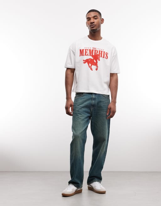 Camiseta blanca de corte cuadrado extragrande con gráfico de estilo cowboy de ASOS DESIGN, 2 de 5