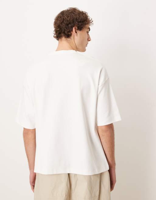 Camiseta blanca de corte cuadrado extragrande de tejido entrelazado premium de ASOS DESIGN, 3 de 5