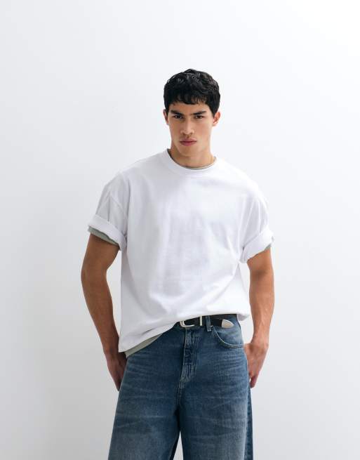 Camiseta blanca de corte cuadrado extragrande de tejido grueso de ASOS DESIGN, 2 de 5
