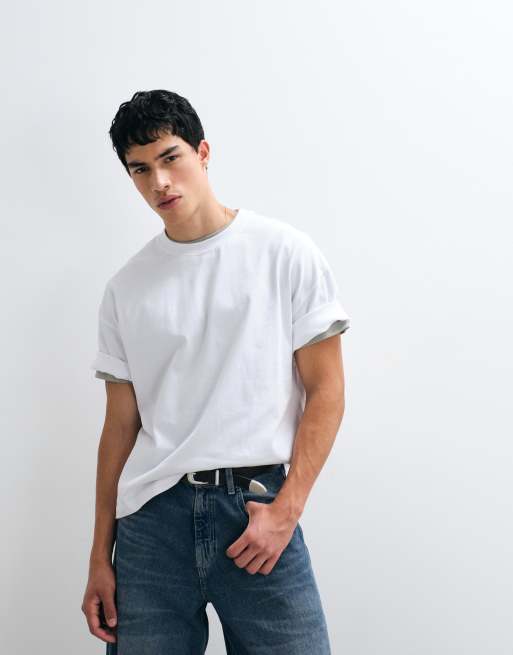 Camiseta blanca de corte cuadrado extragrande de tejido grueso de ASOS DESIGN, 4 de 5