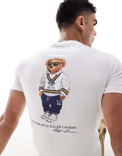 Camiseta blanca de corte custom con estampado trasero de oso Heritage de Polo Ralph Lauren