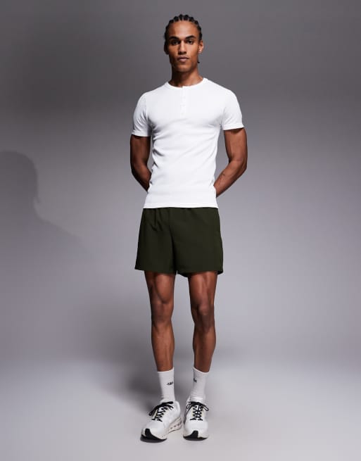 Camiseta blanca de corte slim con cuello panadero de canalé sin costuras de 4505, 2 de 5