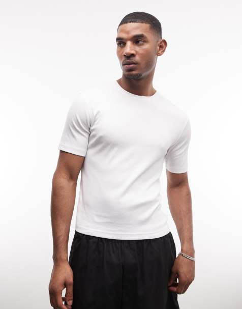Camiseta blanca de corte slim de canalé de Weekday - view 1