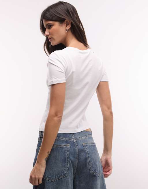 Camiseta blanca de corte slim de Weekday, 2 de 9
