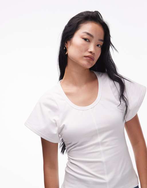 Camiseta blanca de corte suelto con cintura entallada de & Other Stories