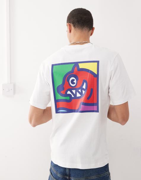 Camiseta blanca de manga corta con estampado de perro corriendo estilo arte pop de Ice Cream - view 1