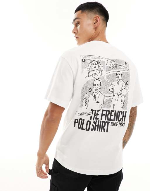 Camiseta blanca de manga corta con estampado gráfico en la espalda de Lacoste, 4 de 4