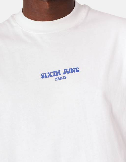 Camiseta blanca de manga corta con estampado "Take The Risk" de Sixth June, 4 de 4