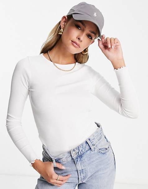 Top corto blanco con mangas y parte delantera estilo patchwork y cordones en la espalda ASOS de Algodón Mujer Ropa de Camisetas y tops de Tops de manga larga 