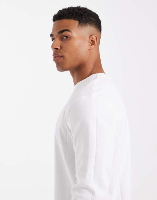 Camiseta blanca de manga larga con cuello redondo de canalé ancho de ASOS DESIGN, 4 de 5