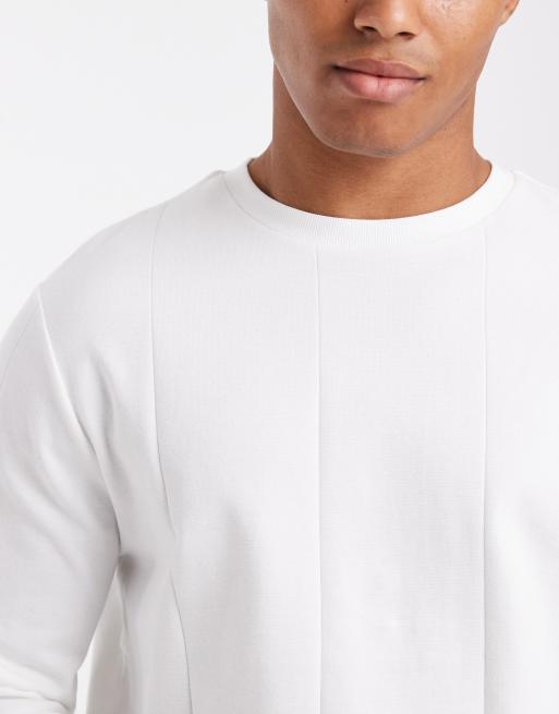 Camiseta blanca de manga larga con cuello redondo de canalé ancho de ASOS DESIGN, 5 de 5