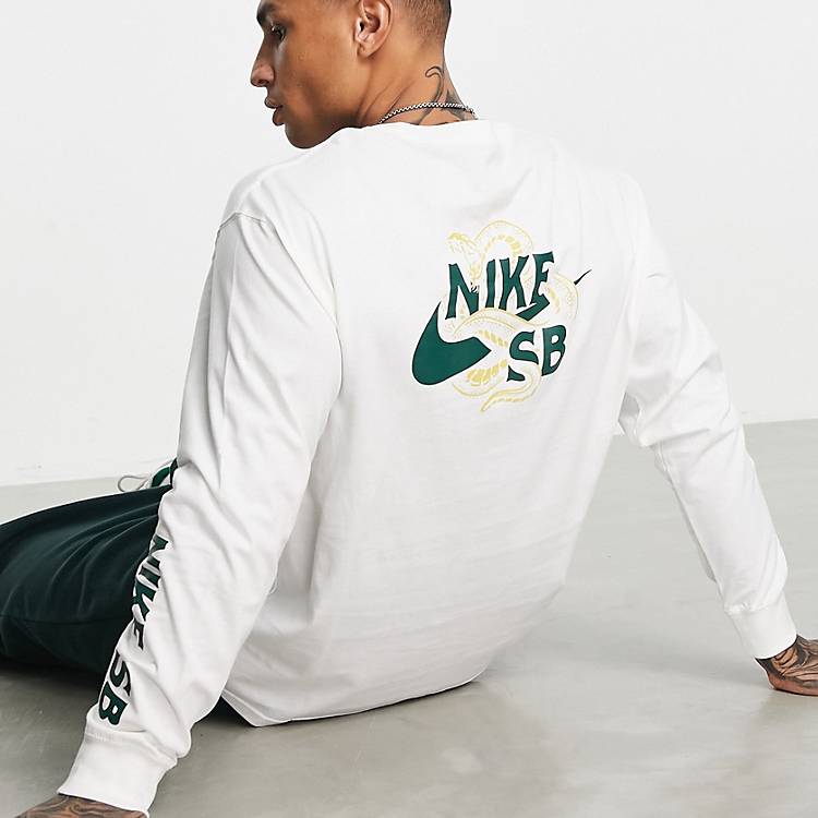 pandilla carga jugo Camiseta blanca de manga larga con estampado en la manga y la espalda  Snaked de Nike SB | ASOS