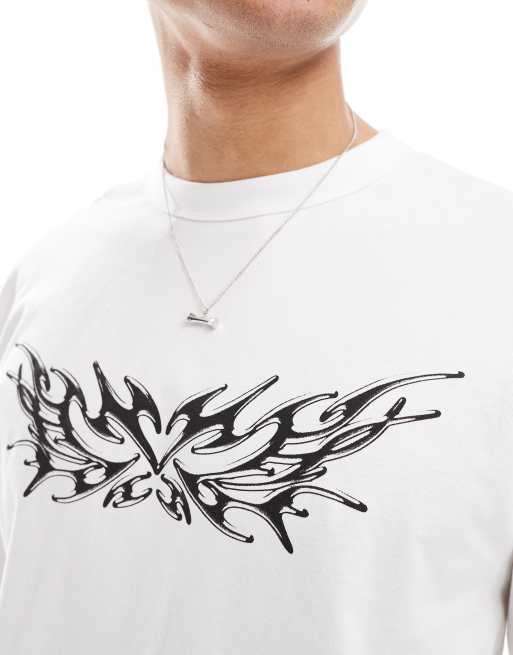 Camiseta blanca de manga larga con estampado gráfico cibernético de Cotton On, 4 de 4