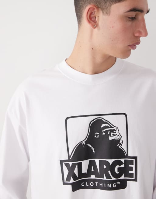Camiseta blanca de manga larga con estampado gráfico del logo de XLarge, 5 de 5