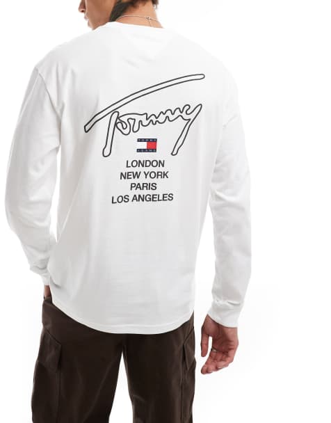 Camiseta blanca de manga larga con estampado trasero de firma de Tommy Jeans - view 1