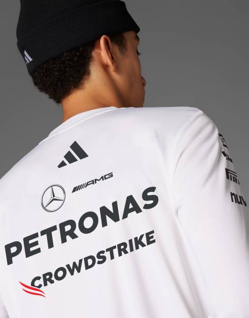 Camiseta blanca de manga larga Mercedes F1 Driver de adidas Performance, 4 de 4