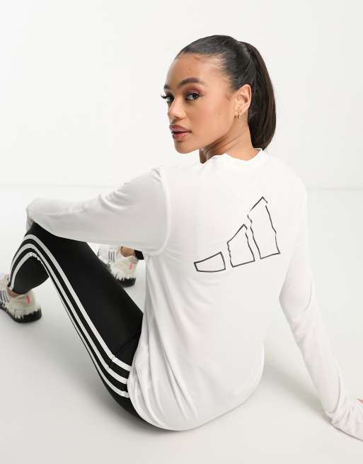 Camiseta blanca de manga larga Run Icons de adidas Running