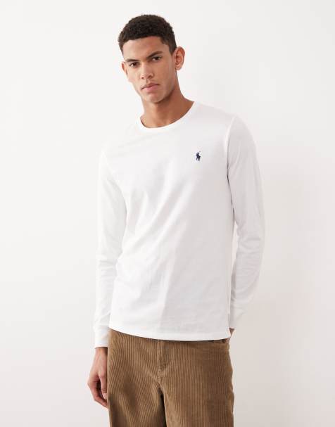 Camiseta blanca de manga larga y corte custom con logo de icono de Polo Ralph Lauren - view 1