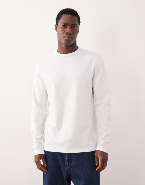 Camiseta blanca de manga larga y corte estándar de tejido grueso de mezcla de algodón breatheMAX de ASOS DESIGN - view 1