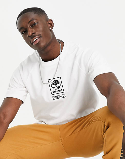 Hombre Tops | Camiseta blanca de tejido grueso Stack Logo de Timberland - JU67363