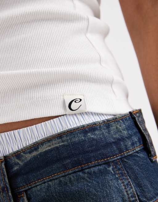 Camiseta blanca de tirantes con cuello panadero de canalé de COLLUSION, 3 de 4