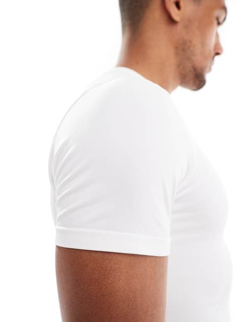 Camiseta blanca deportiva de corte slim sin costuras de 4505 , 2 de 4