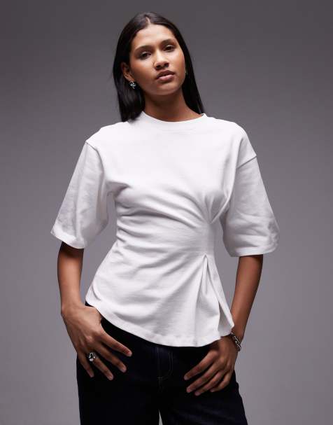 Camiseta blanca estructurada con cintura entallada de Topshop - view 1