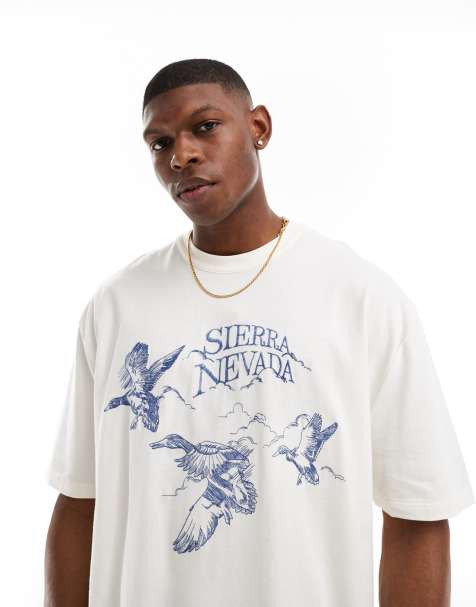 Camiseta blanca extragrande con bordado escénico "Nevada" de ASOS DESIGN - view 1