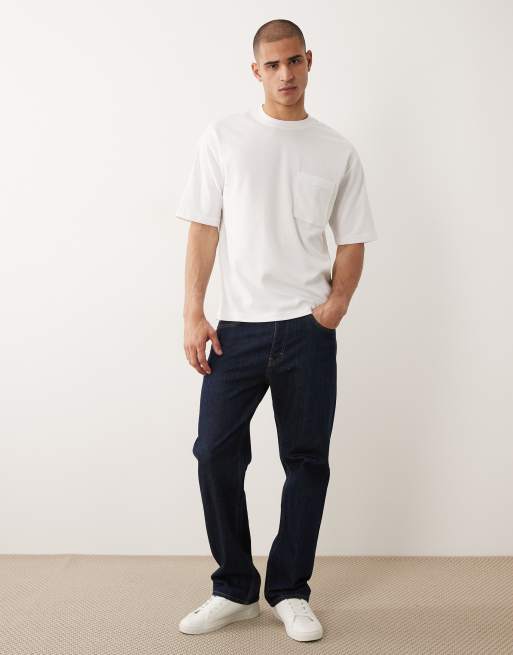 Camiseta blanca extragrande con detalle de bolsillo de Selected, 3 de 5