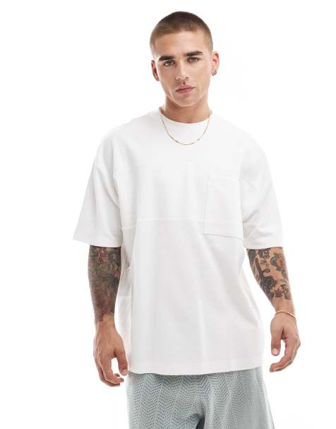 Camiseta blanca extragrande con diseño de paneles de ASOS DESIGN - view 1