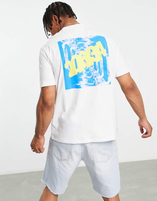 Camiseta blanca extragrande con estampado 20634 en el pecho y la espalda de Topman