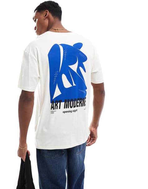 Camiseta blanca extragrande con estampado "Art Moderne" en la espalda de Jack & Jones - view 1