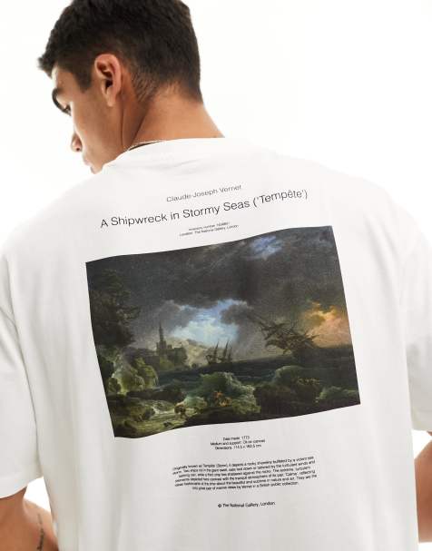 Camiseta blanca extragrande con estampado artístico trasero de Selected Homme x The National Gallery - view 1