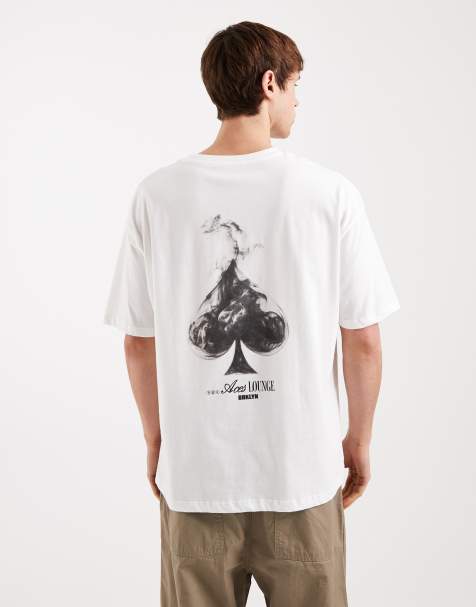 Camiseta blanca extragrande con estampado de as de picas en la espalda de ASOS DESIGN - view 1