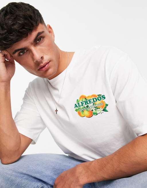 Camiseta blanca extragrande con estampado de frutas de Jack & Jones Originals, 3 de 4