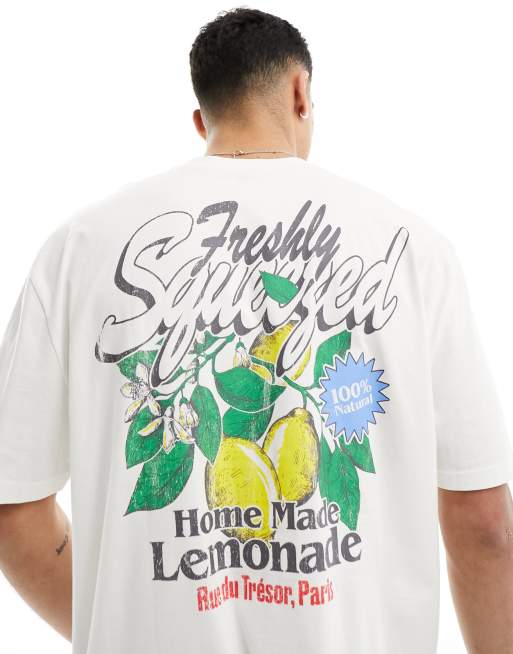 Camiseta blanca extragrande con estampado de limones en la espalda de ASOS DESIGN