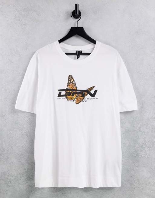 Camiseta blanca extragrande con estampado de mariposas de Good For Nothing