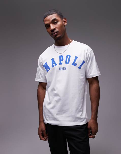Camiseta blanca extragrande con estampado de "Napoli" de Topman - view 1