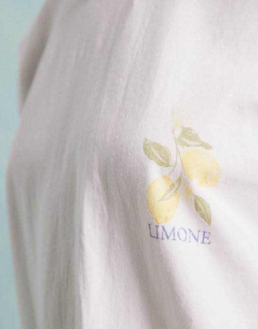 Camiseta blanca extragrande con estampado de postal de Positano de Miss Selfridge, 2 de 4