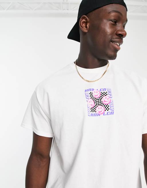 Camiseta blanca extragrande con estampado de rostros de HNR LDN
